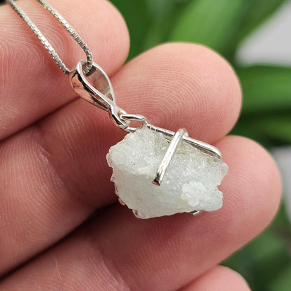 Euclase Crystal Pendant, Brazilian Blue Euclase Sterling Silver Necklace