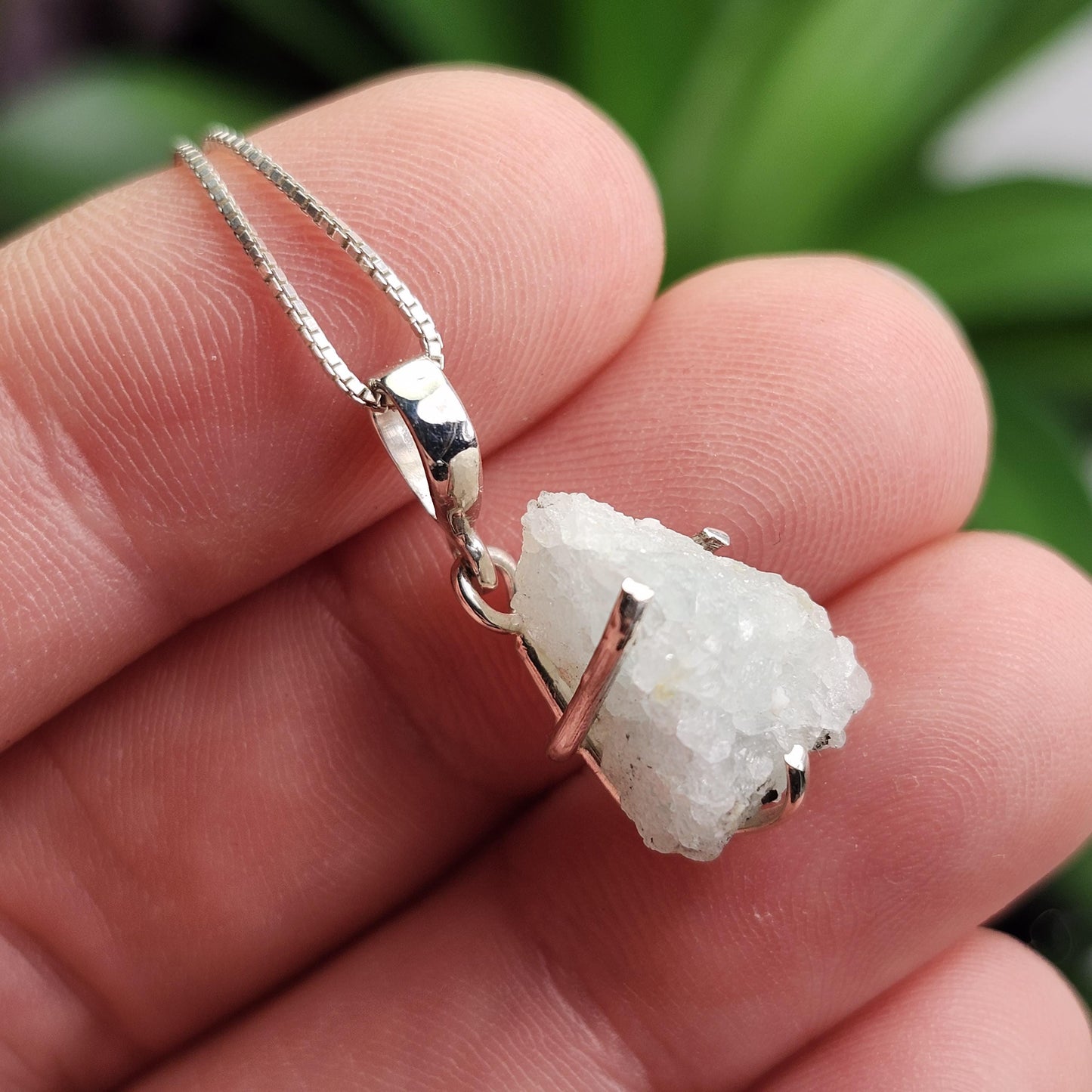 Euclase Crystal Pendant, Brazilian Blue Euclase Sterling Silver Necklace
