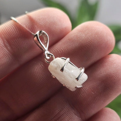 Phenacite Pendant, Nigerian Polished Phenakite Crystal Sterling Silver Necklace