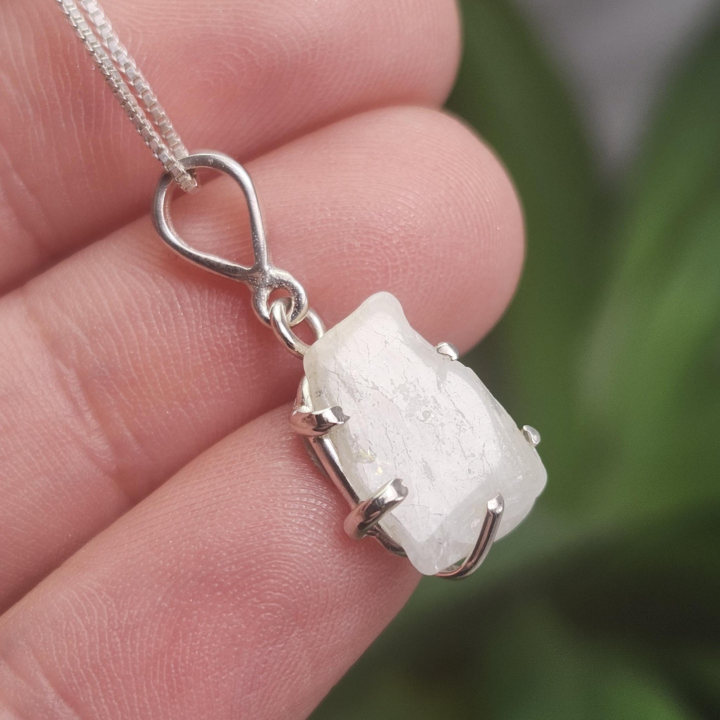 Phenacite Pendant, Nigerian Polished Phenakite Crystal Sterling Silver Necklace