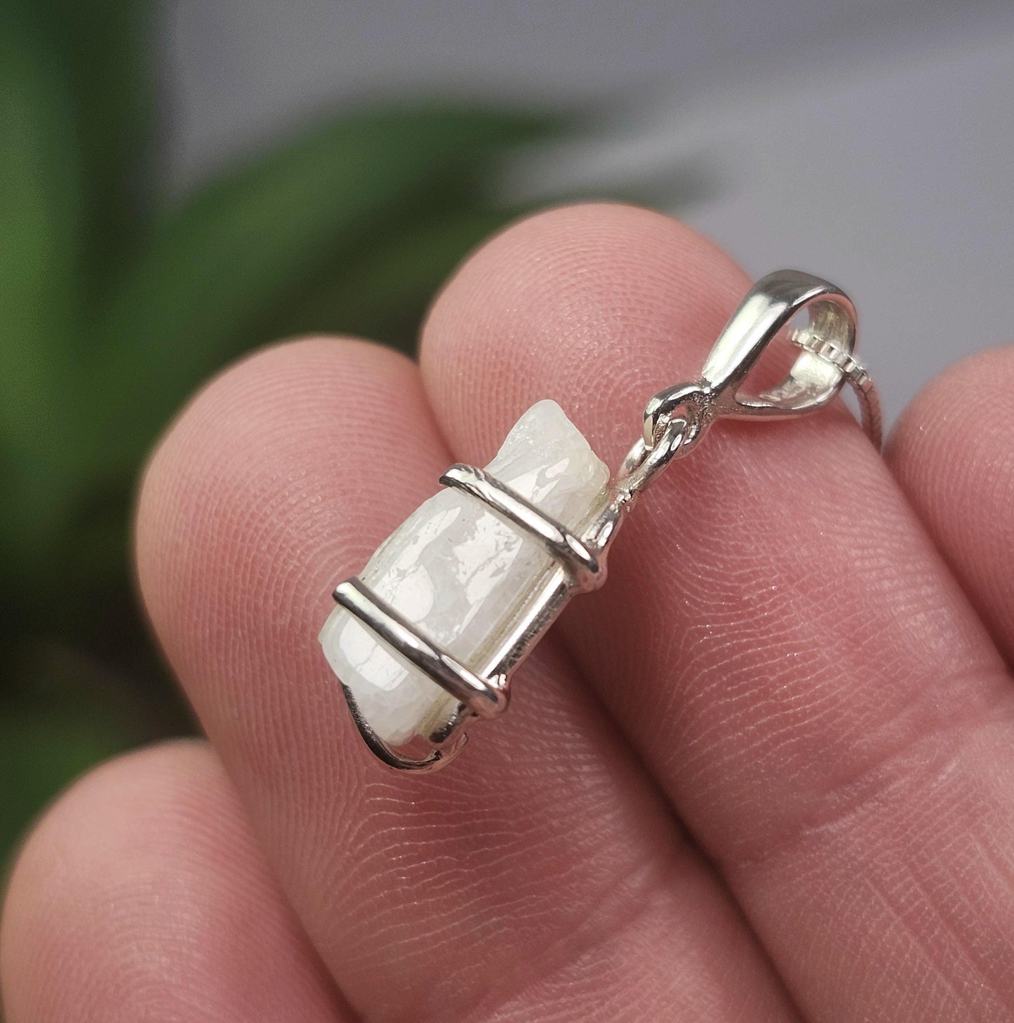 Phenacite Pendant, Nigerian Polished Phenakite Crystal Sterling Silver Necklace