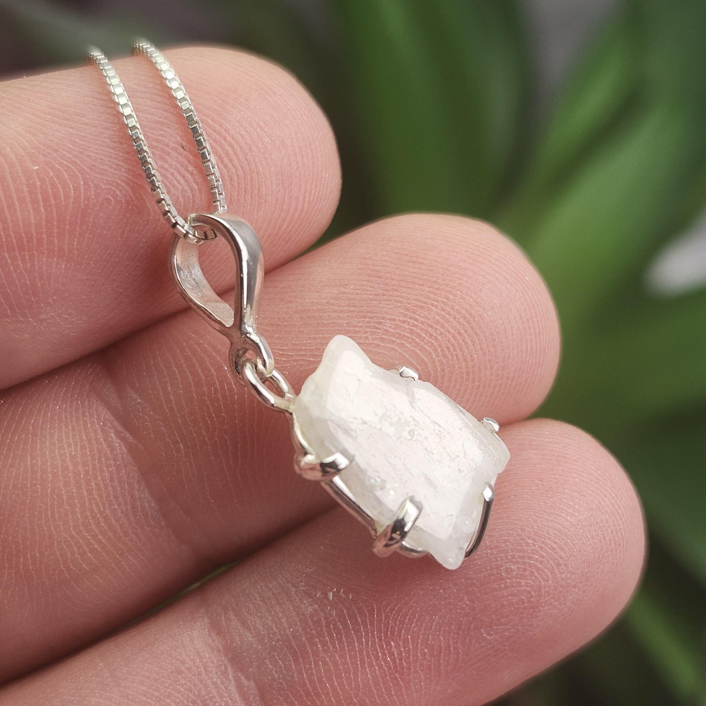 Phenacite Pendant, Nigerian Polished Phenakite Crystal Sterling Silver Necklace