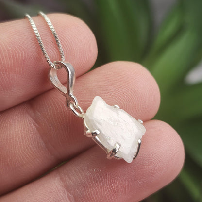 Phenacite Pendant, Nigerian Polished Phenakite Crystal Sterling Silver Necklace