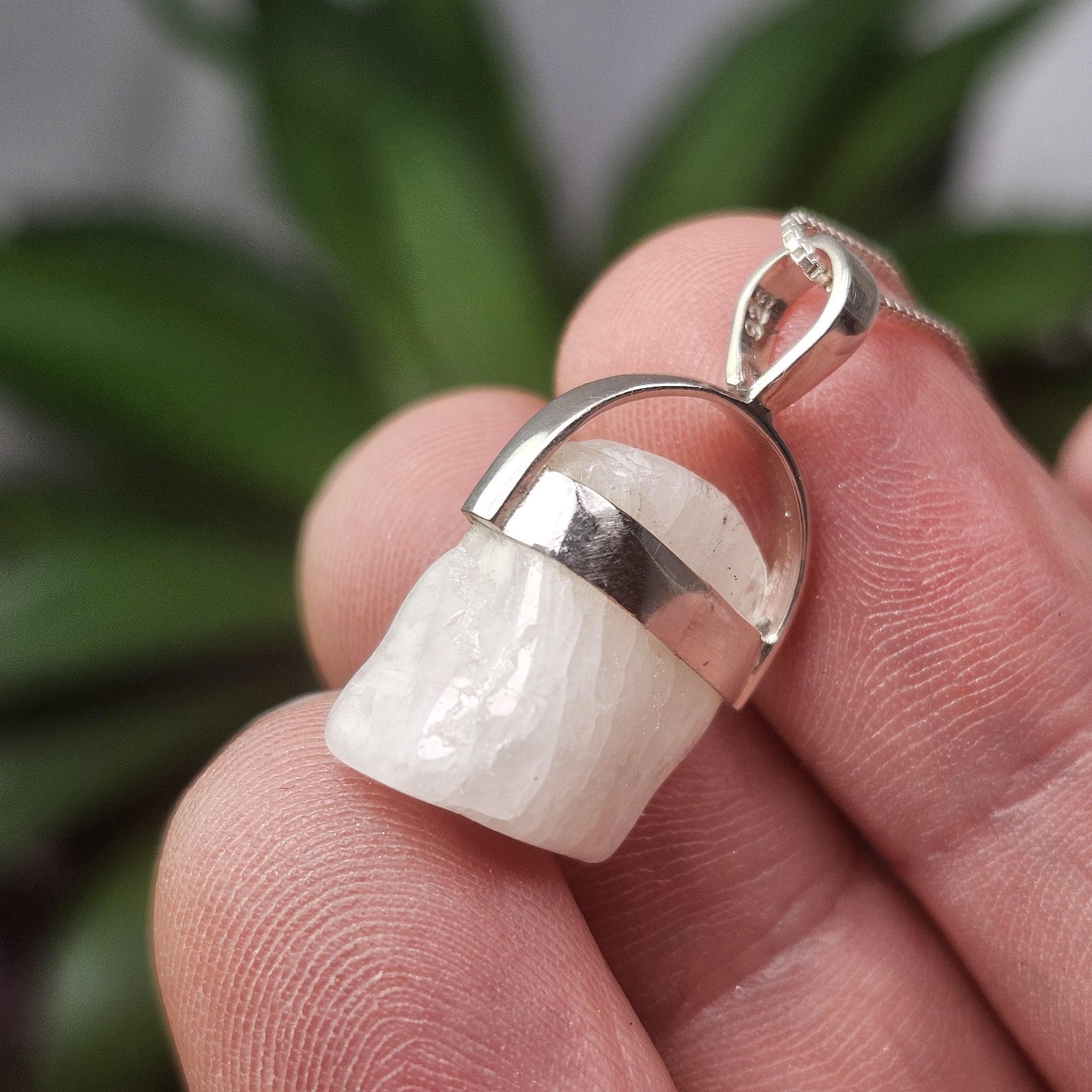 Polished Phenacite Pendant, Nigerian Phenakite Crystal Sterling Silver Necklace