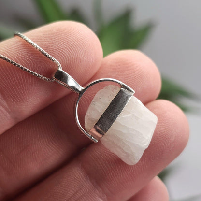 Polished Phenacite Pendant, Nigerian Phenakite Crystal Sterling Silver Necklace