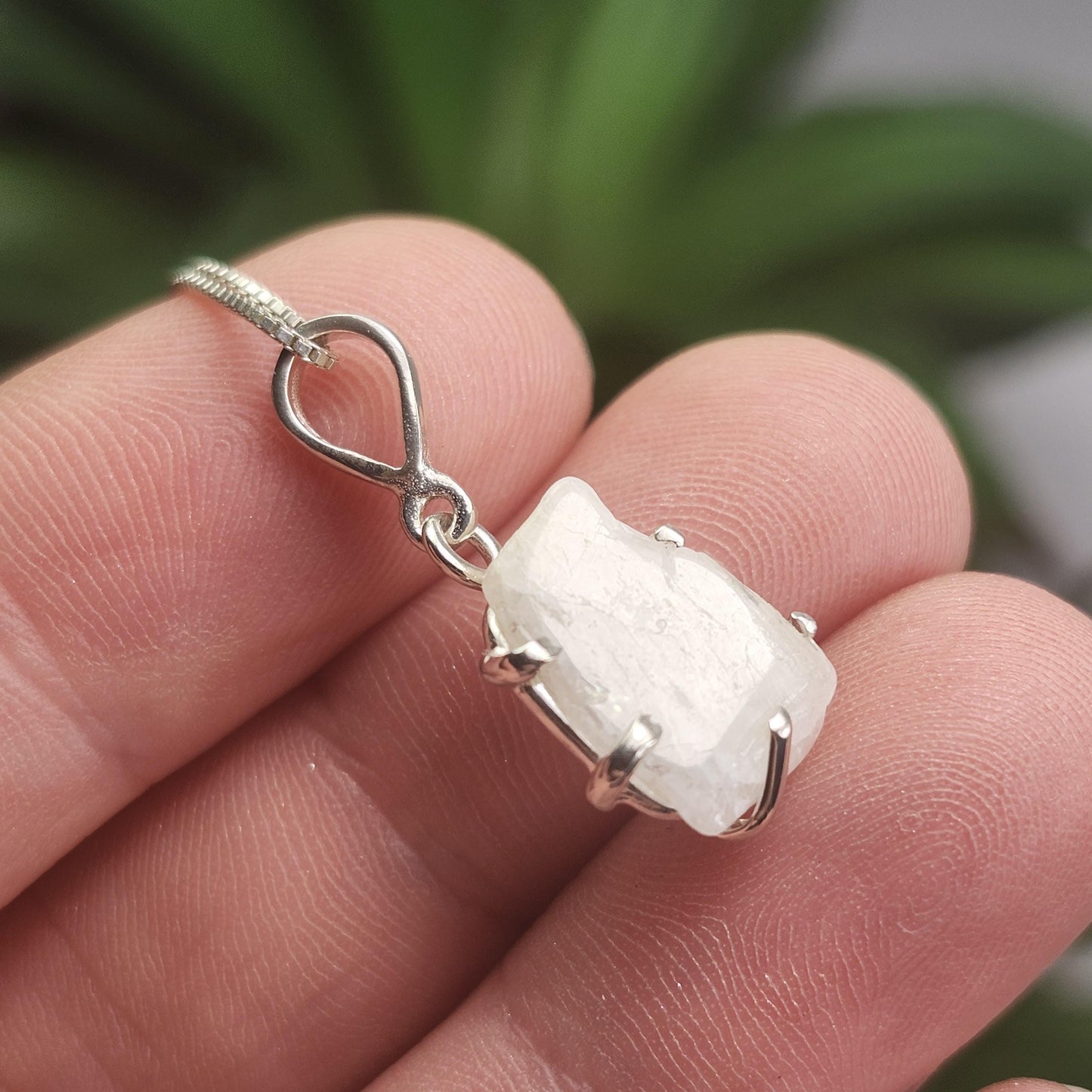 Phenacite Pendant, Nigerian Polished Phenakite Crystal Sterling Silver Necklace