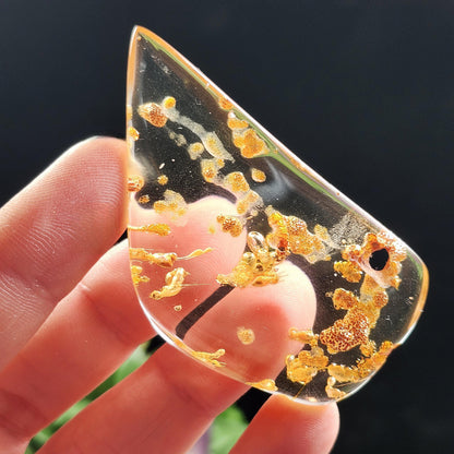 Amber with Bugs, Static ENHYDRO Bubbles and Natural Hole Inclusion 9.48g, Natural Amber Fossil with Insects