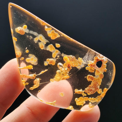 Amber with Bugs, Static ENHYDRO Bubbles and Natural Hole Inclusion 9.48g, Natural Amber Fossil with Insects