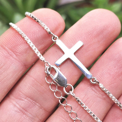 Sterling Silver Cross Bracelet, Christian Charm Bracelet