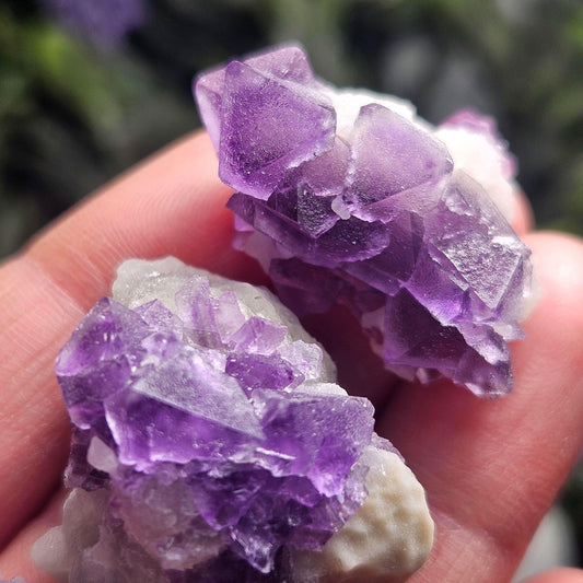 Lavender Purple Fluorite Cluster: UV Reactive, Fluorite with Calcite Mineral Specimen