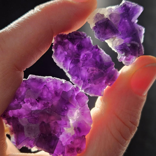 Cubic Purple Fluorite Cluster: UV Reactive, Violet Fluorite Mineral Specimen