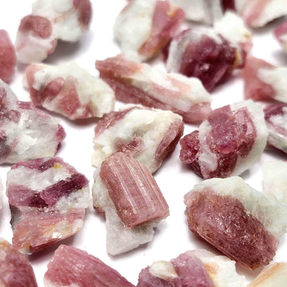 Pink Tourmaline & Quartz, Raw Crystal from Brazil