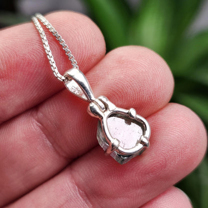 Watermelon Tourmaline Slice Pendant, Sterling Silver Tourmaline Necklace