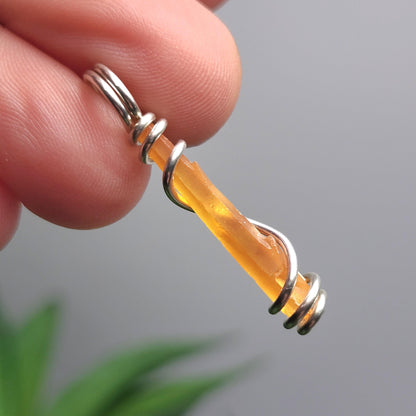 UV Reactive Orange Zincite Pendant, Sterling Silver Zincite Crystal Necklace