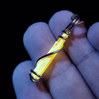 UV Reactive Orange Zincite Pendant, Sterling Silver Zincite Crystal Necklace