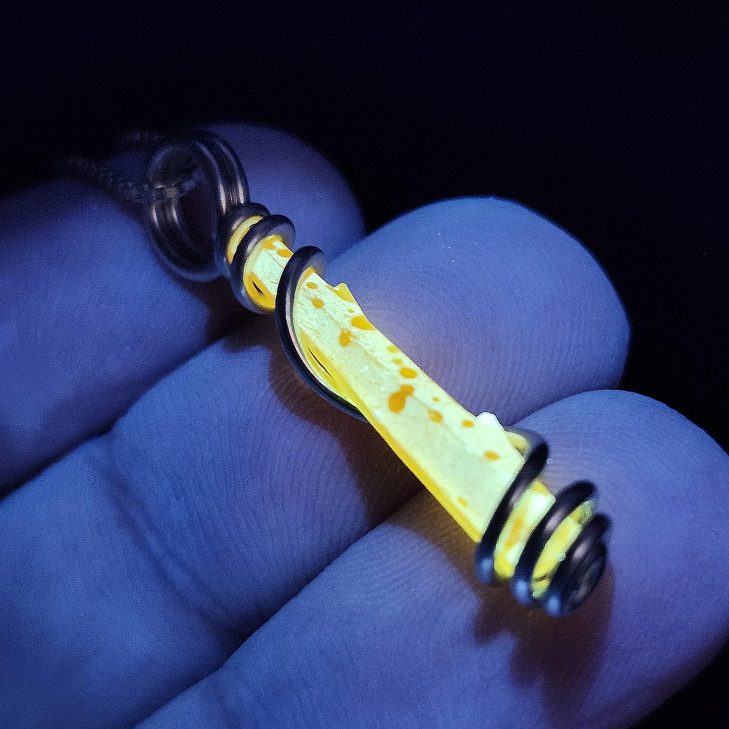 UV Reactive Orange Zincite Pendant, Sterling Silver Zincite Crystal Necklace