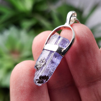 Tanzanite Crystal Pendant, Sterling Silver Necklace