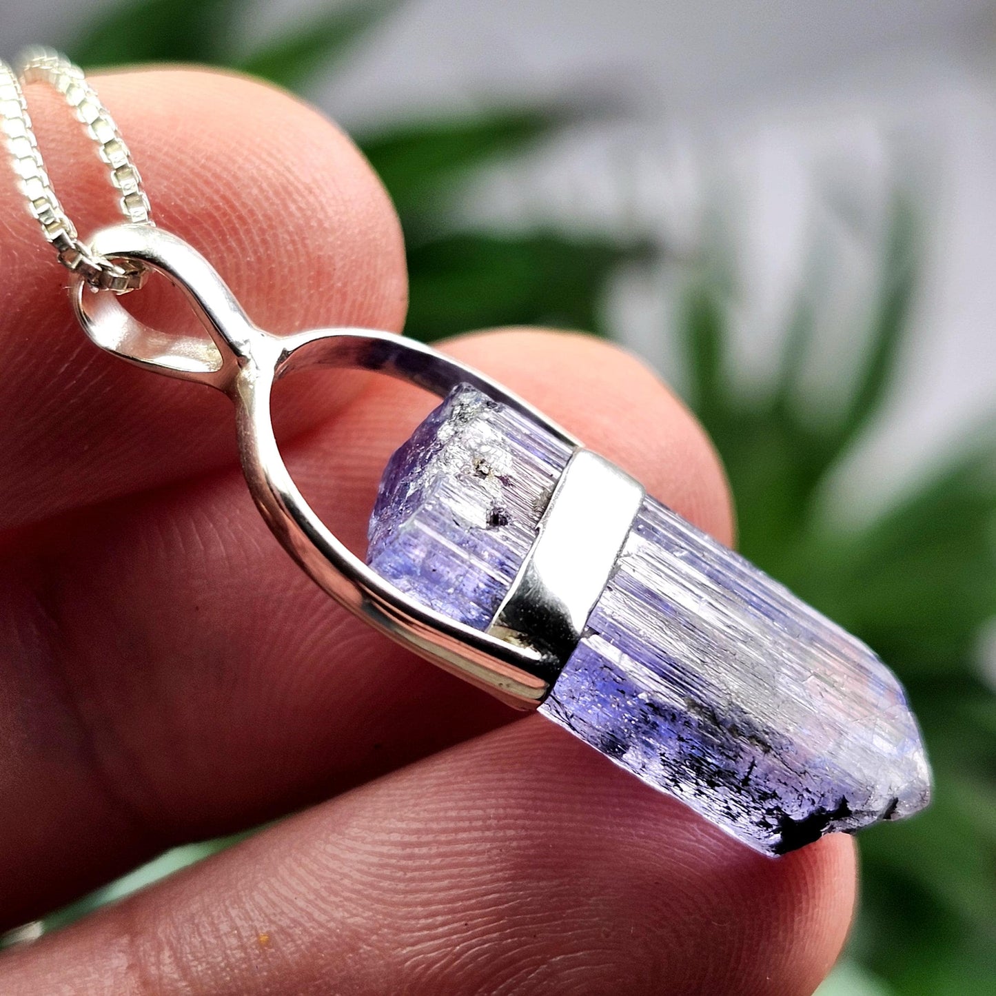 Tanzanite Crystal Pendant, Sterling Silver Necklace