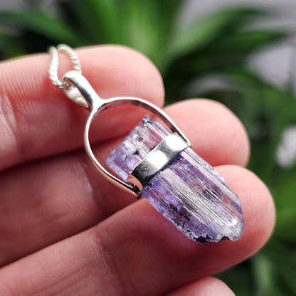 Tanzanite Crystal Pendant, Sterling Silver Necklace