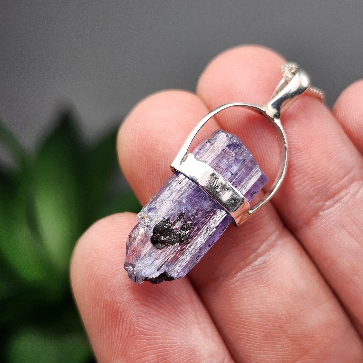 Tanzanite Crystal Pendant, Sterling Silver Necklace