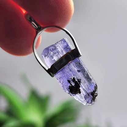 Tanzanite Crystal Pendant, Sterling Silver Necklace
