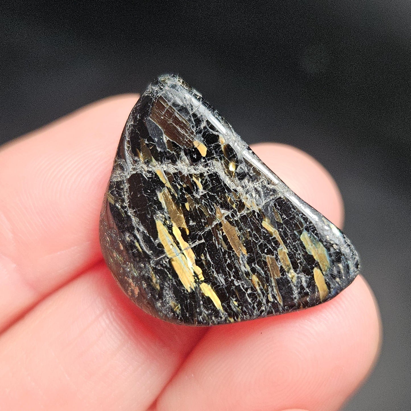 Greenland Nuummite Tumbled Stone, Authentic Nuummite Crystal