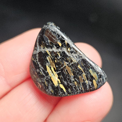 Greenland Nuummite Tumbled Stone, Authentic Nuummite Crystal