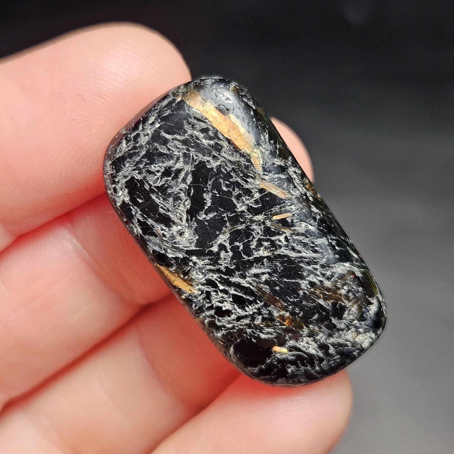 Greenland Nuummite Tumbled Stone, Authentic Nuummite Crystal