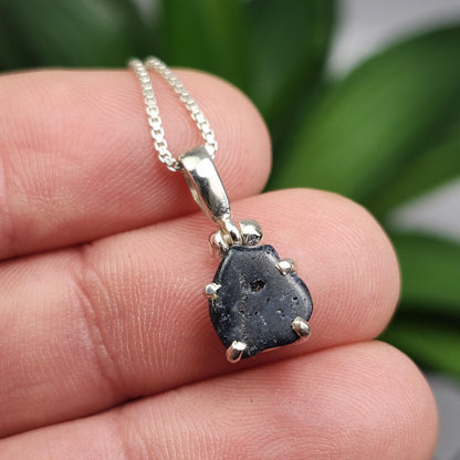 Benitoite Crystal Pendant, Blue Benitoite Sterling Silver Necklace