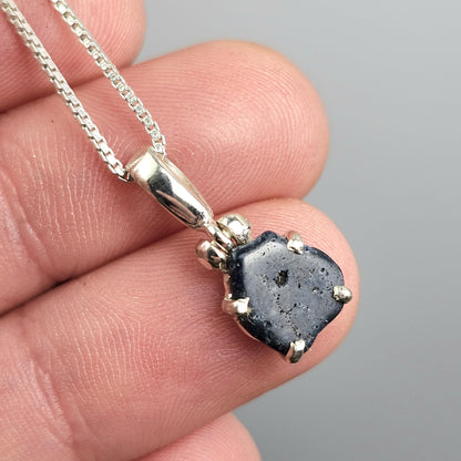 Benitoite Crystal Pendant, Blue Benitoite Sterling Silver Necklace