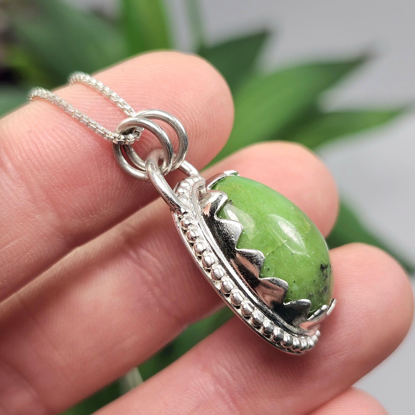Natural Green Turquoise Pendant, Sterling Silver Turquoise Necklace