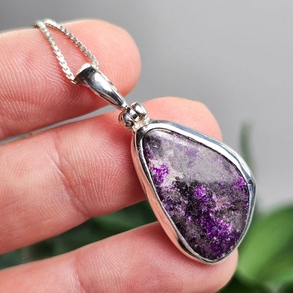 Gel Sugilite Pendant, Sterling Silver Sugilite Necklace