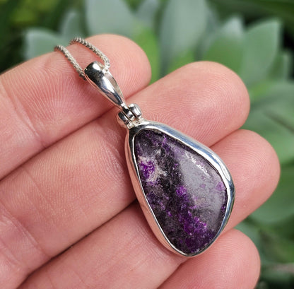 Gel Sugilite Pendant, Sterling Silver Sugilite Necklace
