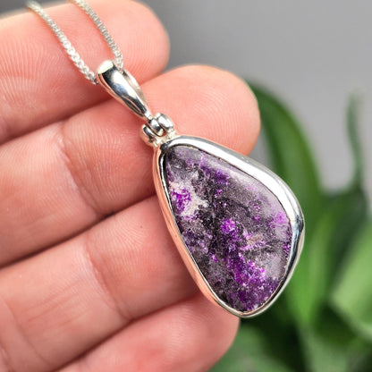 Gel Sugilite Pendant, Sterling Silver Sugilite Necklace