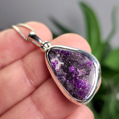 Gel Sugilite Pendant, Sterling Silver Sugilite Necklace