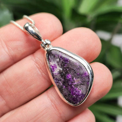Gel Sugilite Pendant, Sterling Silver Sugilite Necklace