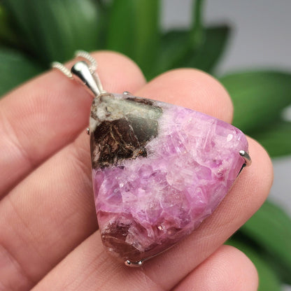 Cobalto Calcite Pendant, Sterling Silver Pink Cobalto Calcite Jewelry