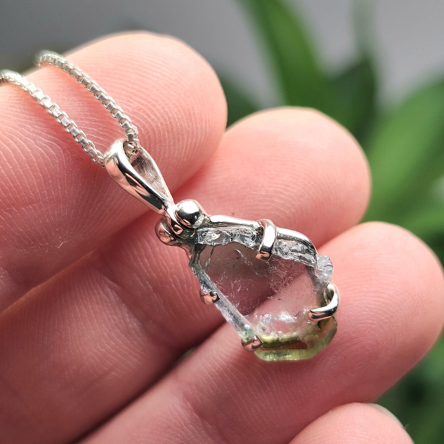 Blue Green Tourmaline Pendant, Sterling Silver Watermelon Tourmaline Gemstone Necklace