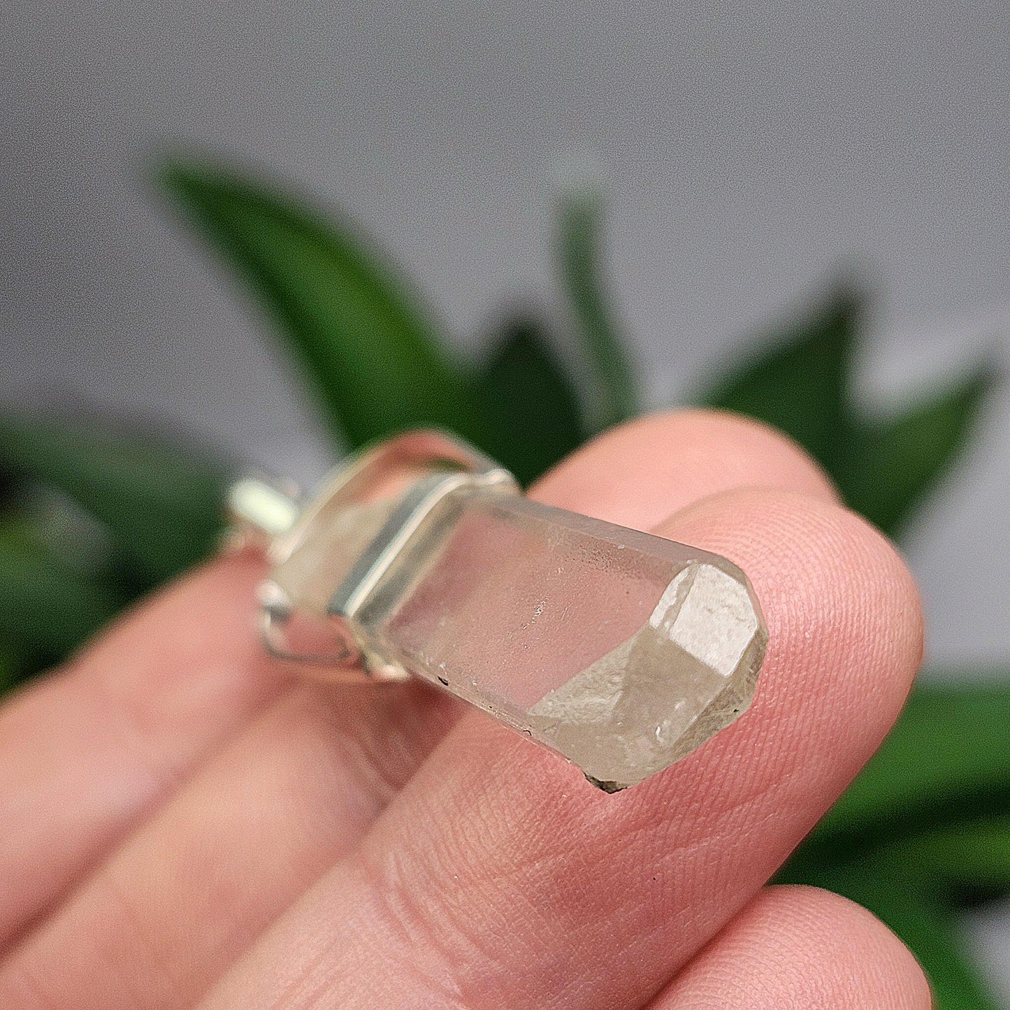 UV Reactive Spodumene with Spessartine Garnet Pendant, Sterling Silver Crystal Necklace