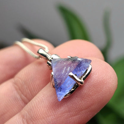 UV Bingham Blue Fluorite Pendant, Sterling Silver Crystal Necklace