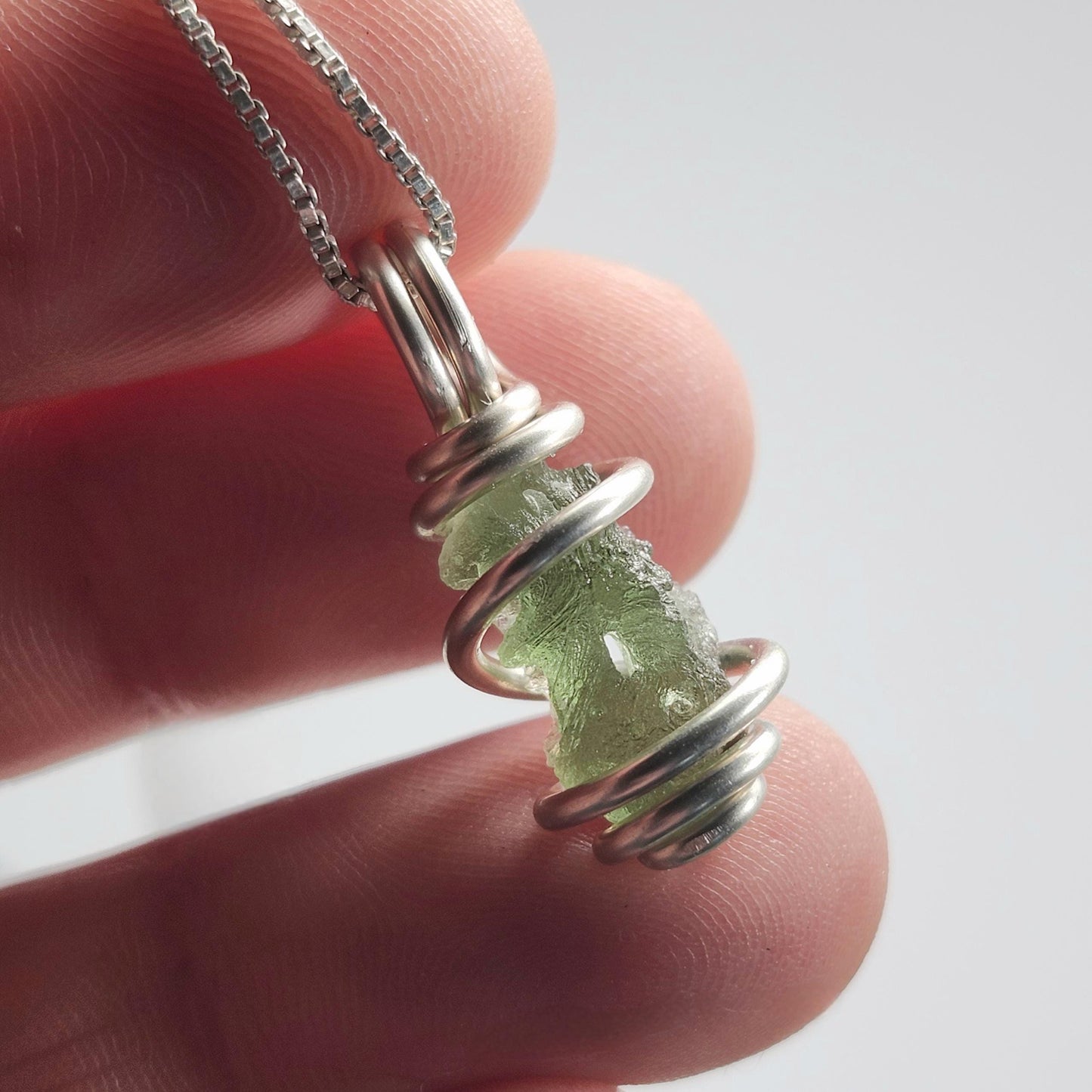 Moldavite with Natural HOLE Pendant, Authentic Moldavite Necklace