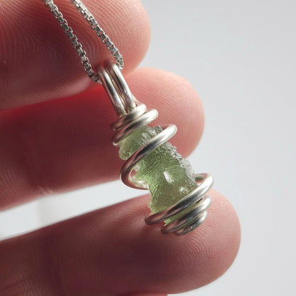 Moldavite with Natural HOLE Pendant, Authentic Moldavite Necklace