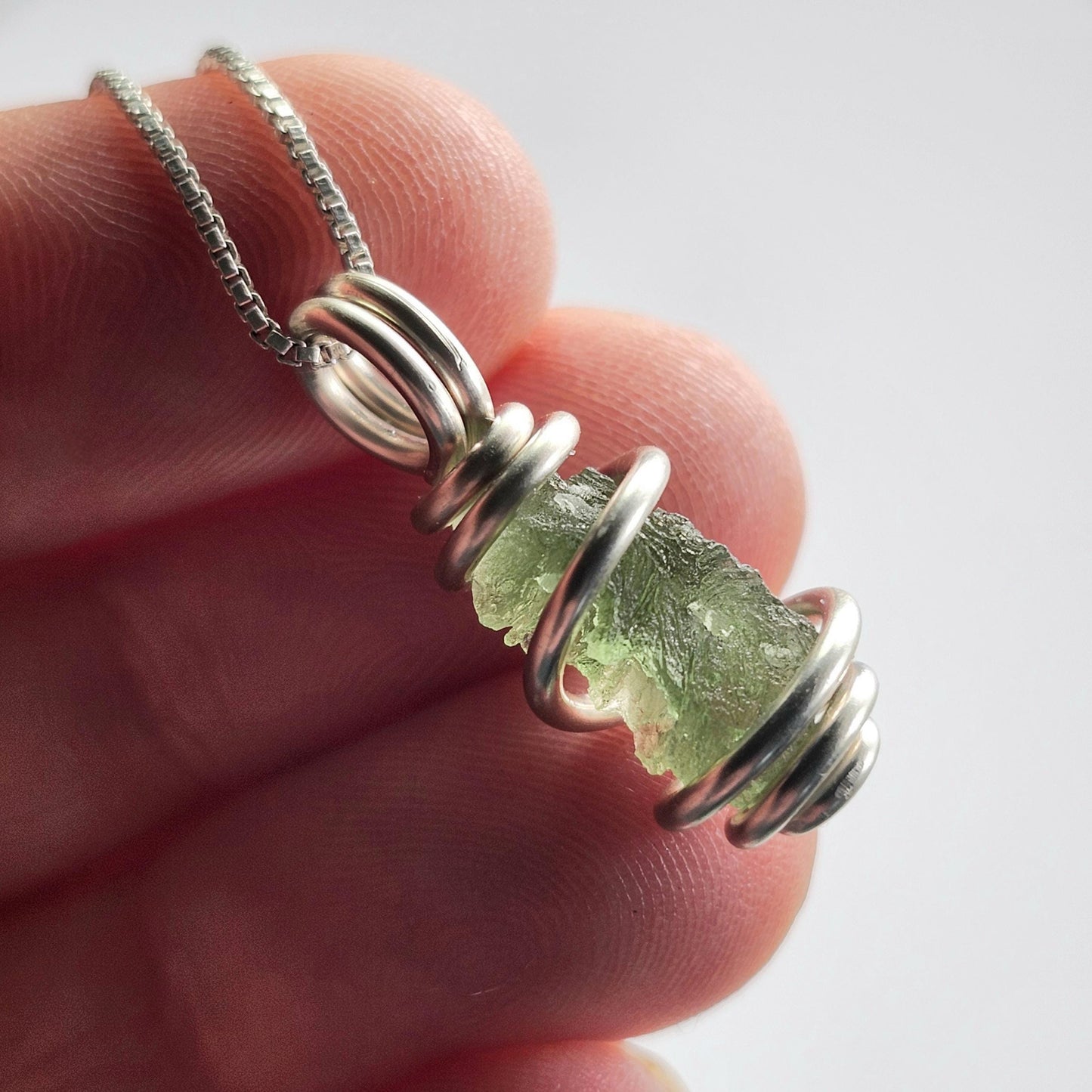 Moldavite with Natural HOLE Pendant, Authentic Moldavite Necklace