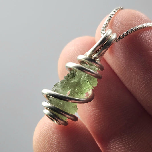 Moldavite with Natural HOLE Pendant, Authentic Moldavite Necklace