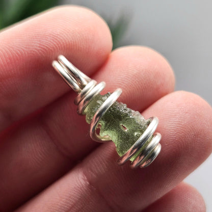 Moldavite with Natural HOLE Pendant, Authentic Moldavite Necklace