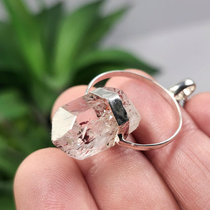 Red Lepidocrocite Quartz Pendant, Disco Fire Sterling Silver Necklace