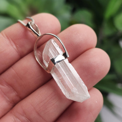 Danburite Crystal Pendant, Sterling Silver Danburite Necklace