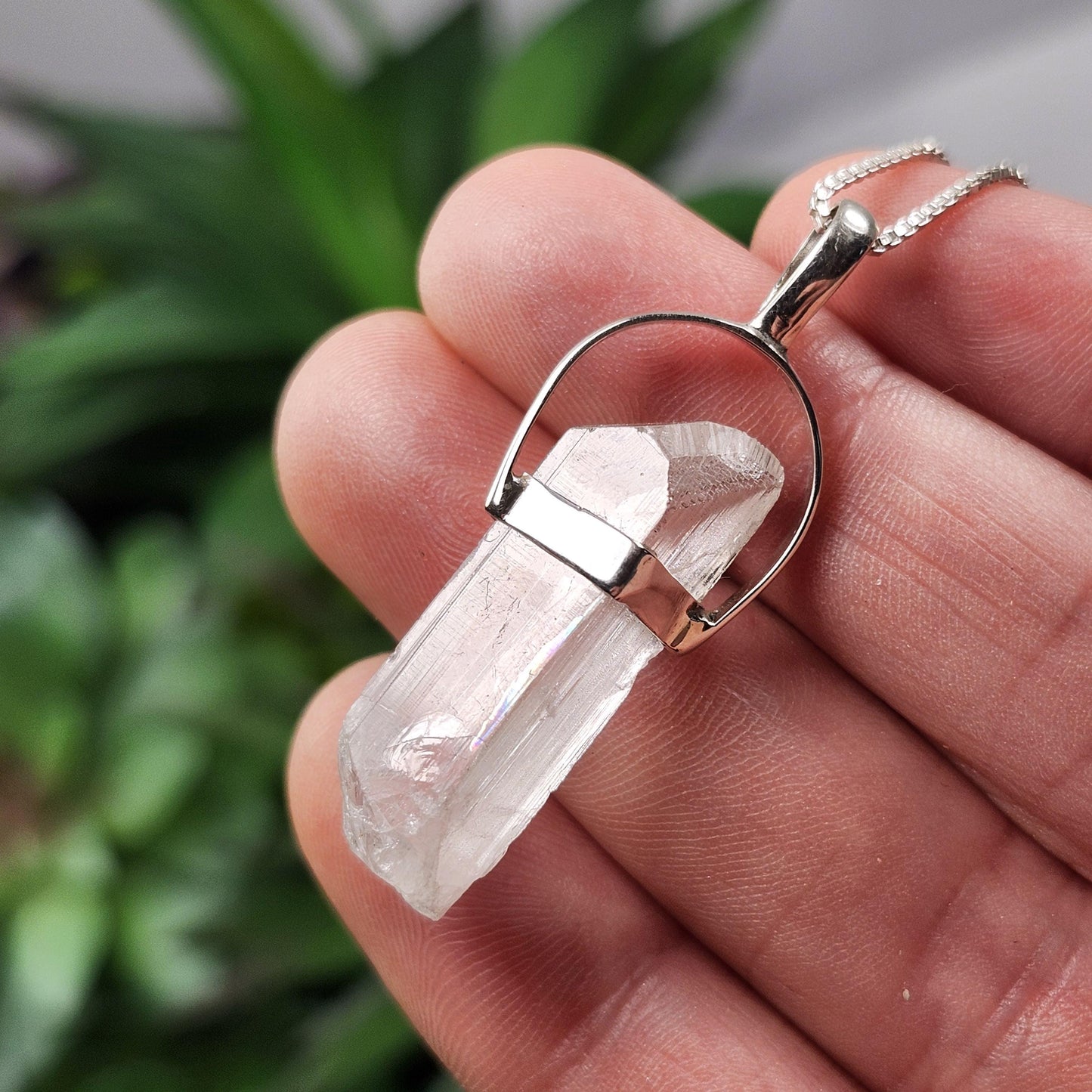 Danburite Crystal Pendant, Sterling Silver Danburite Necklace