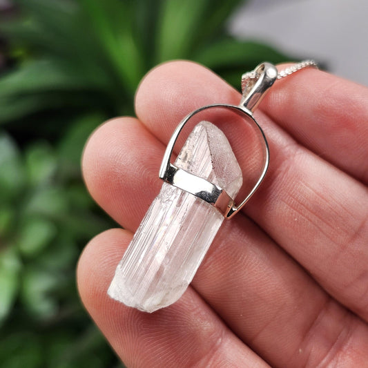 Danburite Crystal Pendant, Sterling Silver Danburite Necklace