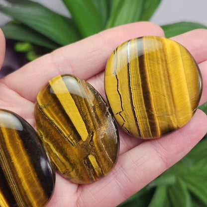 Tiger's Eye Palm Stone, Polished Tigers Eye Crystal